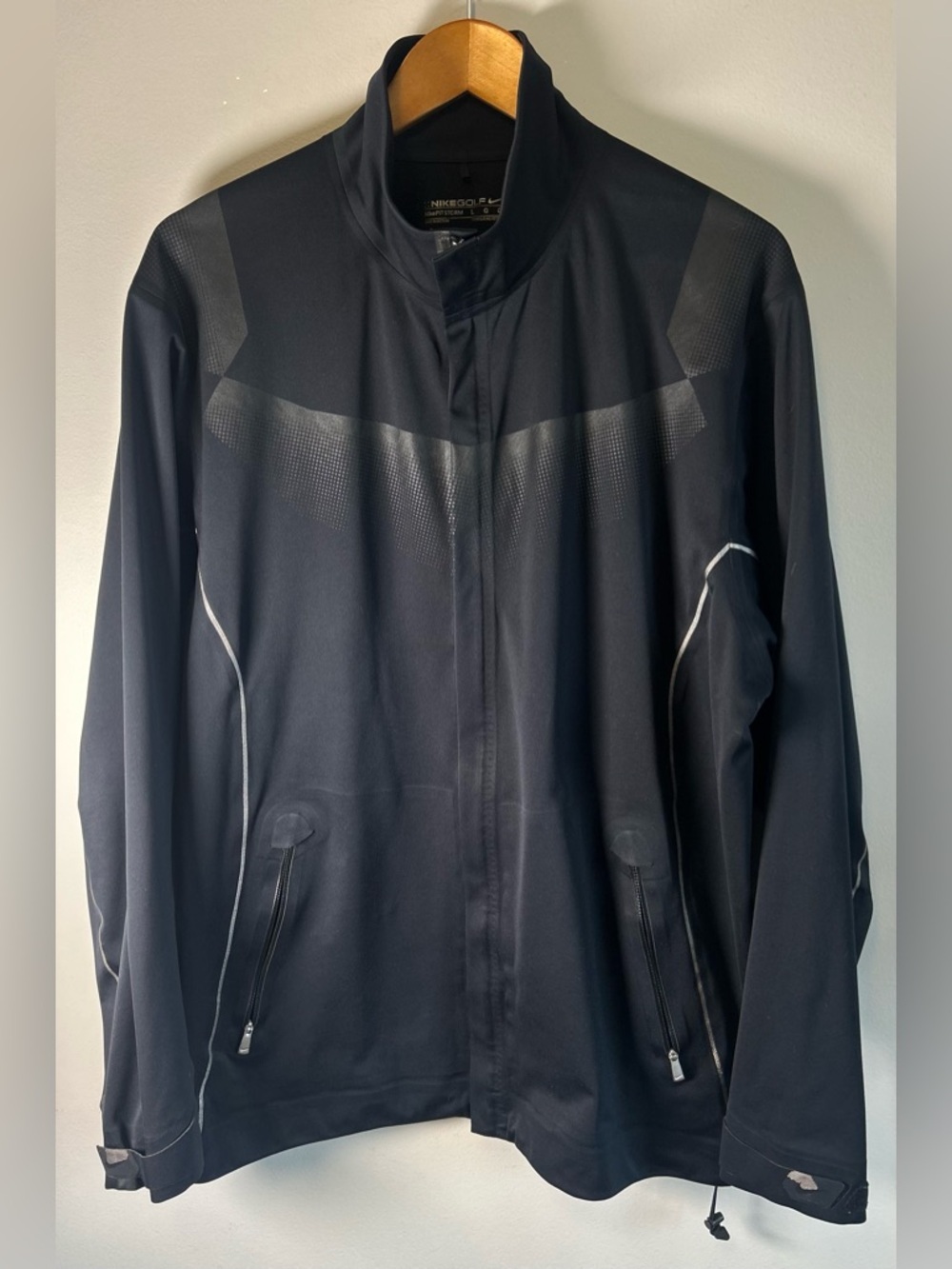 Nike Golf Mens Jacket Size L Storm-Fit 20 Full Zip Waterproof Black Lightweight